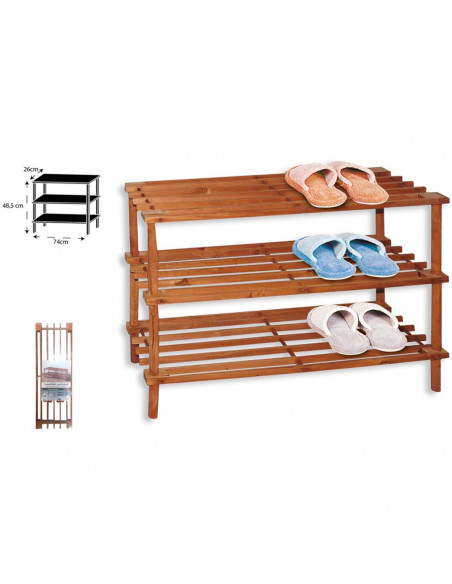 Tradineur - Zapatero de madera con 3 niveles, soporte para calzado, estantería para zapatos, recibidor, pasillo, dormitorio - 74