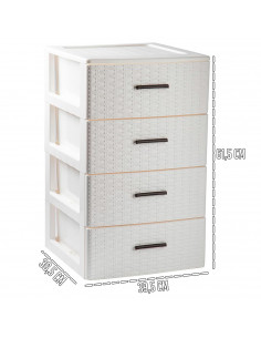 Tradineur - Cajonera de ordenación Rattan de plástico - 4 cajones - Torre de almacenaje multiusos, organizador auxiliar, almacen 2