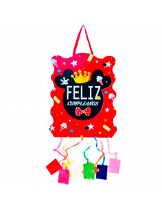 Tradineur - Piñata de mickey para cumpleaños, cartón, para rellenar con golosinas, chuches, niños, decoración infantil para fies