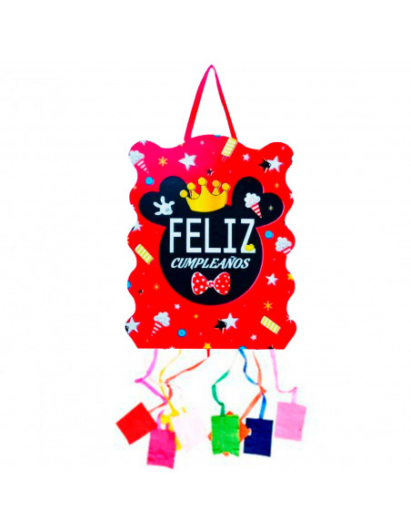 Tradineur - Piñata de mickey para cumpleaños, cartón, para rellenar con golosinas, chuches, niños, decoración infantil para fies