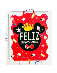 Tradineur - Piñata de mickey para cumpleaños, cartón, para rellenar con golosinas, chuches, niños, decoración infantil para fies 2