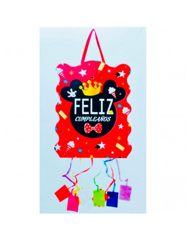 Tradineur - Piñata de mickey para cumpleaños, cartón, para rellenar con golosinas, chuches, niños, decoración infantil para fies