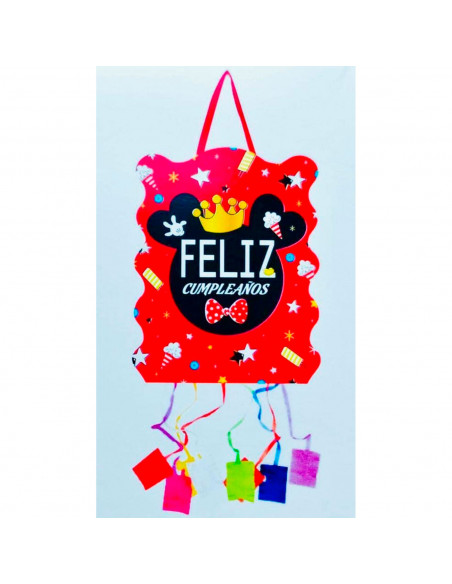 Tradineur - Piñata de mickey para cumpleaños, cartón, para rellenar con golosinas, chuches, niños, decoración infantil para fies
