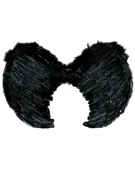 Tradineur - Alas con plumas y tirantes elásticos, complemento para disfraz de halloween, carnaval, cosplay, fiestas, navidad (Ne