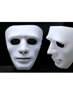 Tradineur - Máscara de cara blanca - Fabricado en plástico -  Complemento para disfraces de Halloween, carnaval - 17 x 17,5 x 8 2