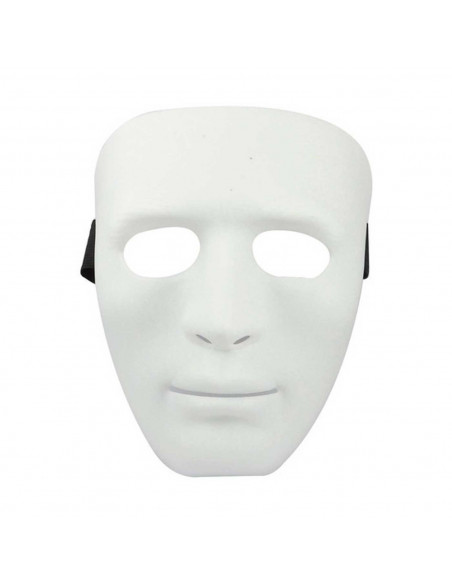 Tradineur - Máscara de cara blanca - Fabricado en plástico -  Complemento para disfraces de Halloween, carnaval - 17 x 17,5 x 8