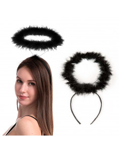 Tradineur - Corona de ángel - Diadema con aro - Complemento para disfraz de carnaval, halloween, cosplay, fiesta, adultos, talla 2