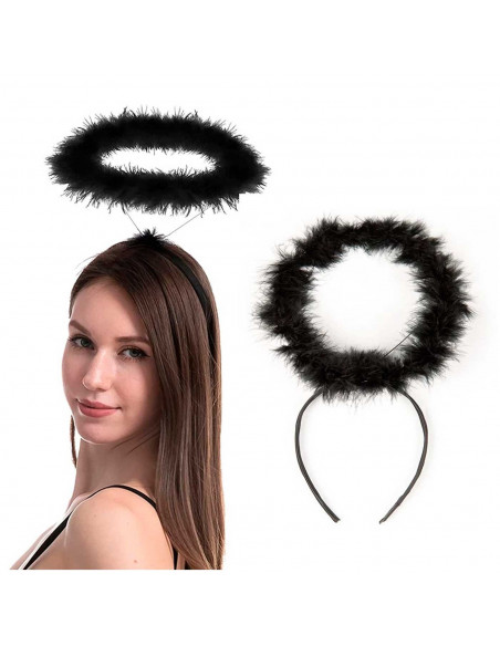 Tradineur - Corona de ángel - Diadema con aro - Complemento para disfraz de carnaval, halloween, cosplay, fiesta, adultos, talla