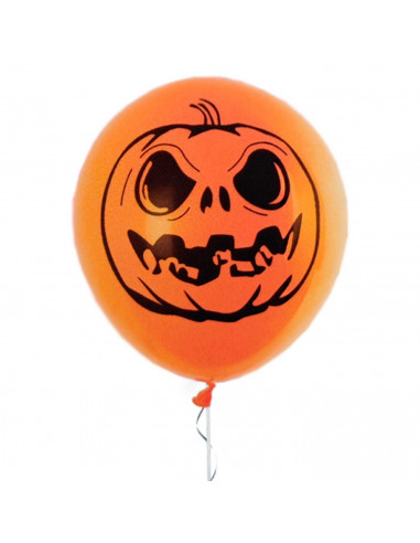 Tradineur - Pack de 10 globos - Diseño Calabaza - 30 cm al inflar - Ideal como decoración de tu hogar y celebrar de halloween.
