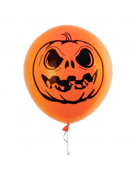 Tradineur - Pack de 10 globos - Diseño Calabaza - 30 cm al inflar - Ideal como decoración de tu hogar y celebrar de halloween.