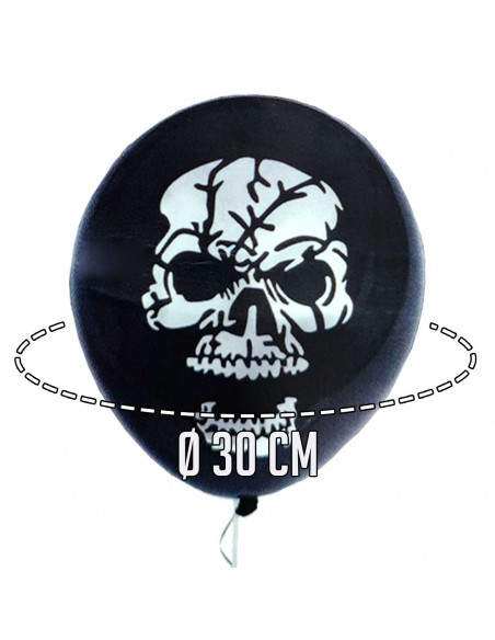 Tradineur - Pack de 10 globos - Diseño Calaveras - 30 cm al inflar - Ideal como decoración de tu hogar y celebrar de halloween.