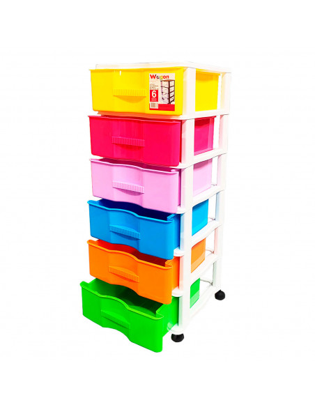 Cajonera wagon,color surtido, con 6 cajones, con ruedas, de 98.5 x 36.5 x 38 cm. Contenedor de plástico para folios especial par