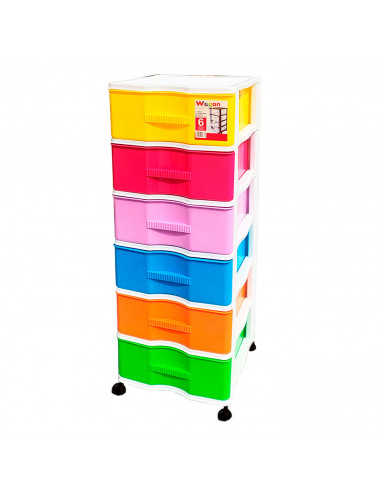 Cajonera wagon,color surtido, con 6 cajones, con ruedas, de 98.5 x 36.5 x 38 cm. Contenedor de plástico para folios especial par