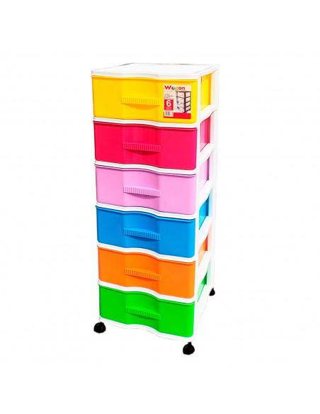 Cajonera wagon,color surtido, con 6 cajones, con ruedas, de 98.5 x 36.5 x 38 cm. Contenedor de plástico para folios especial par