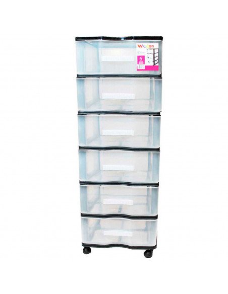 Cajonera wagon,color negro, con 6 cajones, con ruedas, de 98.5 x 36.5 x 38 cm. Contenedor de plástico para folios especial para