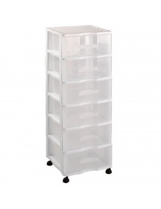 Cajonera wagon,color blanco, con 6 cajones, con ruedas, de 98.5 x 36.5 x 38 cm. Contenedor de plástico para folios especial para