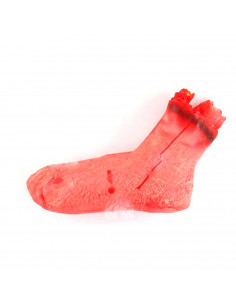 Tradineur - Pie cortado sangriento para Halloween - Fabricado en plástico - Adorno para decoración - Longitud 25 cm - Color rosa