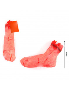 Tradineur - Pie cortado sangriento para Halloween - Fabricado en plástico - Adorno para decoración - Longitud 25 cm - Color rosa 2