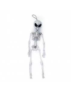 Tradineur - Esqueleto de alien para Halloween - Fabricado en plástico - Adorno para decoración - Longitud 42 cm - Color Blanco