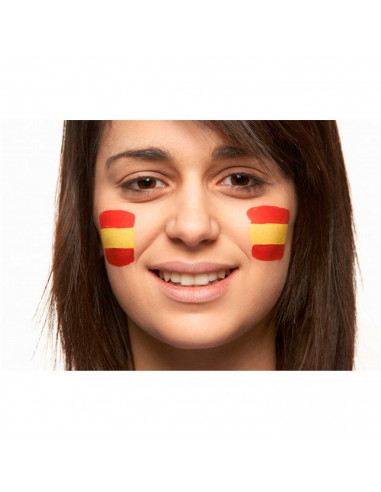 Tradineur - Pintura para la cara con diseño de la bandera de España - Deporte, golf, adulto, unisex, talla única - Color rojo y