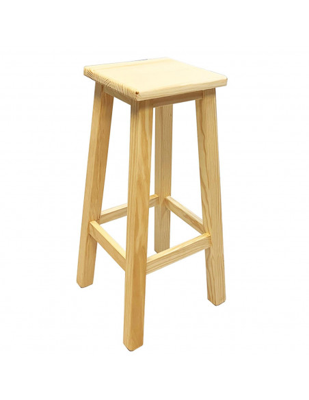 Tradineur - Taburete alto de barra, bar y cocina de madera cuadrado, banqueta cuadrada, 69,5 x 33 x 33 cm