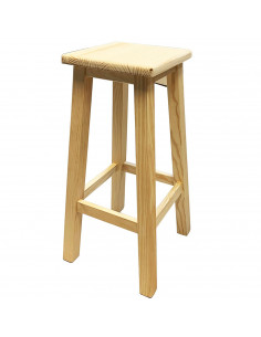 Tradineur - Taburete alto de barra, bar y cocina de madera cuadrado, banqueta cuadrada, 69,5 x 33 x 33 cm 2