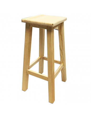 Tradineur - Taburete alto de barra, bar y cocina de madera cuadrado, banqueta cuadrada, 69,5 x 33 x 33 cm