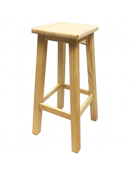 Tradineur - Taburete alto de barra, bar y cocina de madera cuadrado, banqueta cuadrada, 69,5 x 33 x 33 cm