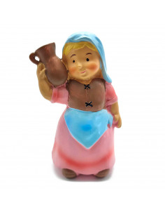 Tradineur - Figura de pastora de color rosa con saco para belén - Fabricado en marmolina - figura decorativa divertida para naci