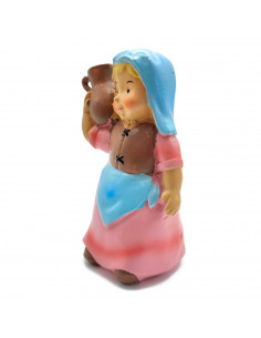 Tradineur - Figura de pastora de color rosa con saco para belén - Fabricado en marmolina - figura decorativa divertida para naci 2