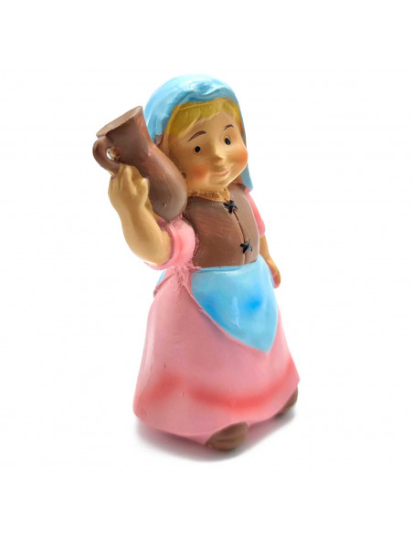 Tradineur - Figura de pastora de color rosa con saco para belén - Fabricado en marmolina - figura decorativa divertida para naci