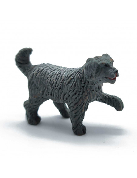Tradineur - Figura de perro de color gris para belén - Fabricado en plástico - Figura decorativa divertida para nacimiento, navi