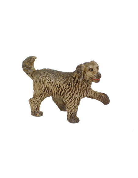 Tradineur - Figura de perro de color gris para belén - Fabricado en plástico - Figura decorativa divertida para nacimiento, navi