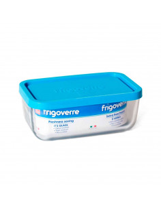 Frigoverre - Fiambrera rectangular de cristal con tapa de plástico, contenedor para alimentos de vidrio, 370 cl, 26 x 21 x 10 cm