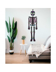 Tradineur - Esqueleto colgante con diseño mexicano para Halloween - Fabricado en plástico - Adorno para decoración - Longitud 66 2
