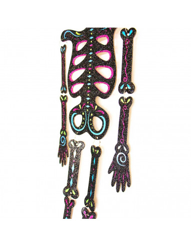 Tradineur - Esqueleto colgante con diseño mexicano para Halloween - Fabricado en plástico - Adorno para decoración - Longitud 66