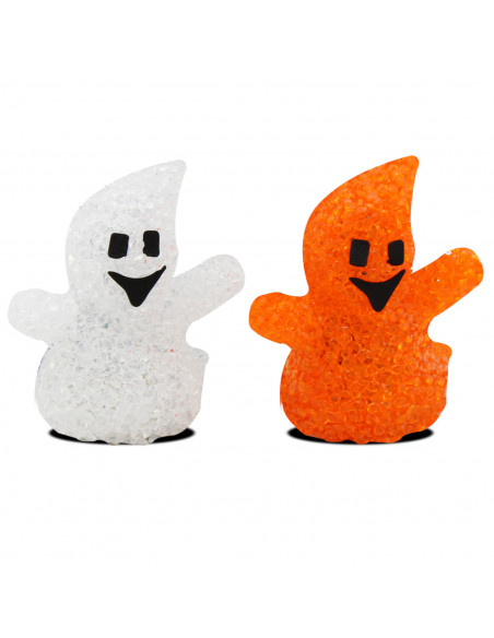 Tradineur - Figura de fantasma en color surtido, con leds en el interior, especial para halloween, con medidas de 9 x 9 cm. Fant