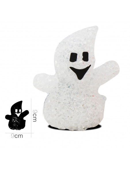 Tradineur - Figura de fantasma en color surtido, con leds en el interior, especial para halloween, con medidas de 9 x 9 cm. Fant