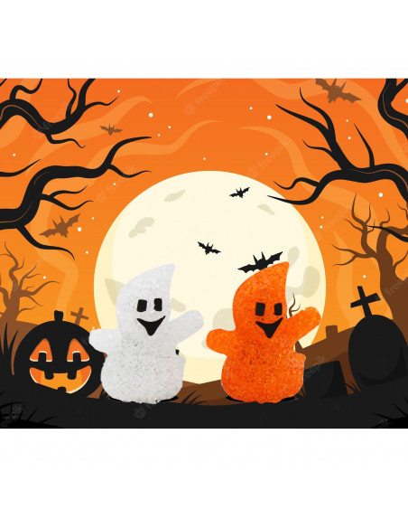 Tradineur - Figura de fantasma en color surtido, con leds en el interior, especial para halloween, con medidas de 9 x 9 cm. Fant