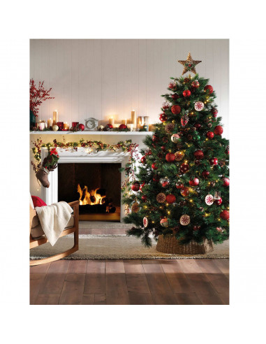 Tradineur - Set de 42 bolas de navidad de color rojo con tamaños y diseños surtidos y 1 estrella en rojo, ideal para completar e