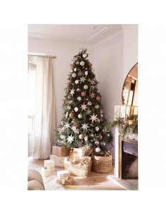 Tradineur - Set de 42 bolas de navidad de color dorado con tamaños y diseños surtidos y 1 estrella en dorado, ideal para complet 2