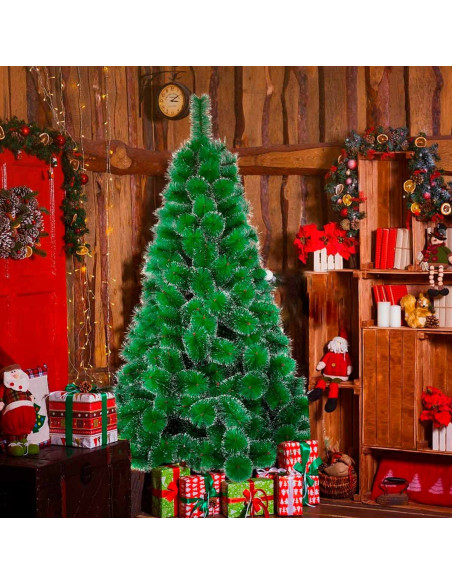 Tradineur - Árbol de navidad - Diseño con nieve - Altura de 150 cm - Fácil montaje - Fabricación en PVC, metal revestido, robust