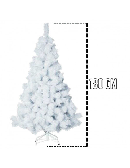 Tradineur - Árbol de navidad - Diseño completamente blanco - Altura de 180 cm - Fácil montaje - Fabricación en PVC, metal revest
