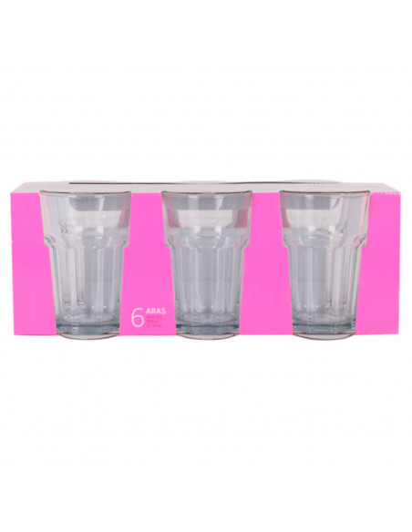Tradineur - Set de 6 vasos de cristal clásicos "Aras", base gruesa, resistentes, aptos para lavavajillas, refrescos, agua, bebid