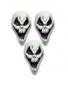 Tradineur - Pack de 3 Cráneos siniestro para Halloween - Fabricado en plástico - Adorno para decoración - 15 x 8,5 x 6 cm - Colo