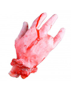 Tradineur - Mano cortado sangriento para Halloween - Fabricado en plástico - Adorno para decoración - 21 x 10 x 4,5 cm - Color p