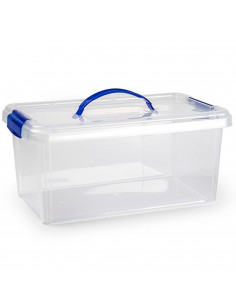 Tradineur - Caja de plástico con tapa y asa Nº24, transparente, cajón de almacenaje multiusos, ordenación, objetos, hogar, 10 li