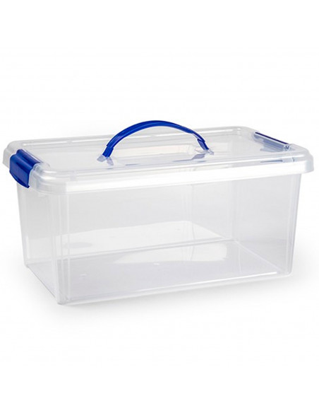 Tradineur - Caja de plástico con tapa y asa Nº24, transparente, cajón de almacenaje multiusos, ordenación, objetos, hogar, 10 li