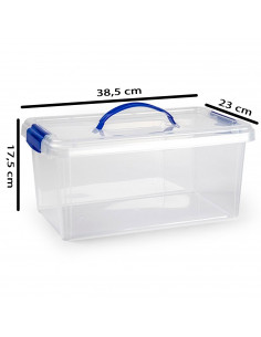Tradineur - Caja de plástico con tapa y asa Nº24, transparente, cajón de almacenaje multiusos, ordenación, objetos, hogar, 10 li 2