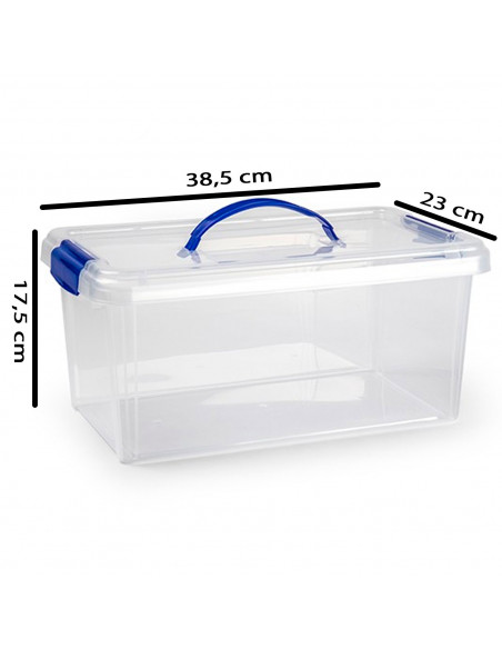 Tradineur - Caja de plástico con tapa y asa Nº24, transparente, cajón de almacenaje multiusos, ordenación, objetos, hogar, 10 li